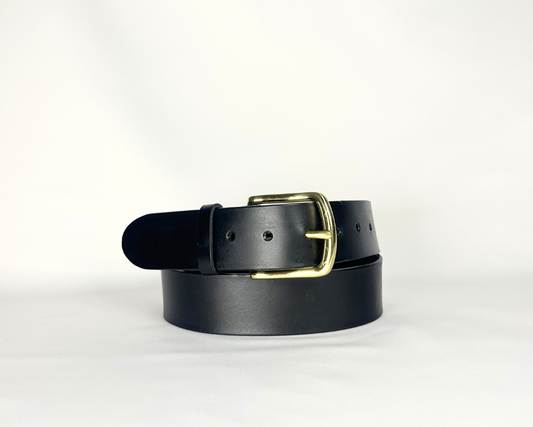 Classic Gold Buckle Belt in Black